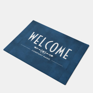 Decorative Blue Company Name, Welcome Doormat