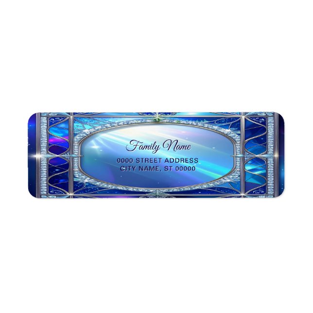 Decorative Blue Frame Return Address (Front)