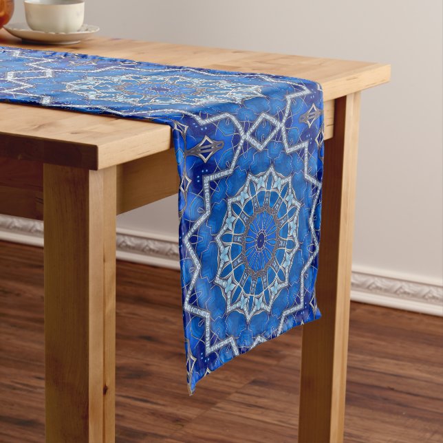 Decorative Blue Holiday Table Runner (In Situ)