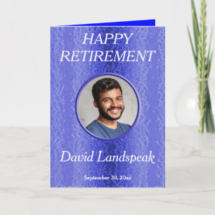 Decorative Blue Metal 1 photo collage Retirement Card