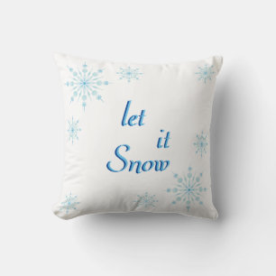 Decorative Blue Snowflake Let it Snow Cushion