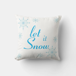 Decorative Blue Snowflake Let it Snow Cushion