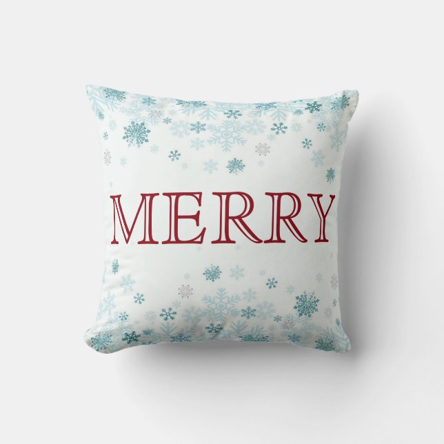 Decorative Blue Stars  Merry Christmas Cushion (Front)