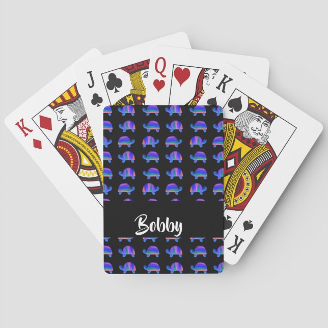 Decorative blue turtles playing cards (Back)