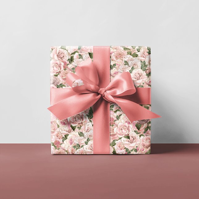 Decorative Blush Pink Gold Glam Rose Background Wrapping Paper Sheet (Blush Pink Gold Glam Rose Background Wrapping Paper Sheets)