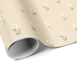 Decorative Boho Ditsy Floral Cottagecore Neutral Wrapping Paper