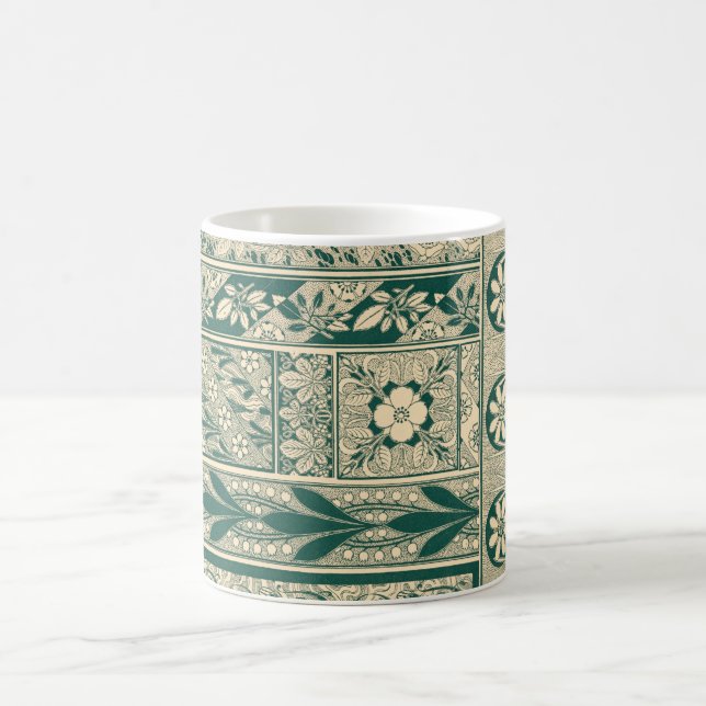 Decorative Botanical Art Nouveau Pattern Coffee Mug (Center)