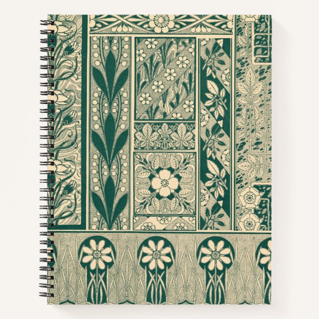 Decorative Botanical Art Nouveau Pattern Notebook (Front)