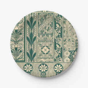 Decorative Botanical Art Nouveau Pattern Paper Plate