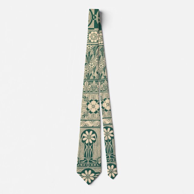 Decorative Botanical Art Nouveau Pattern Tie (Front)
