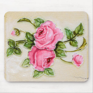 Decorative Bouquet Pink Roses Computer Mouse Mat