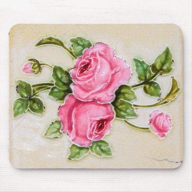 Decorative Bouquet Pink Roses Computer Mouse Mat (Front)