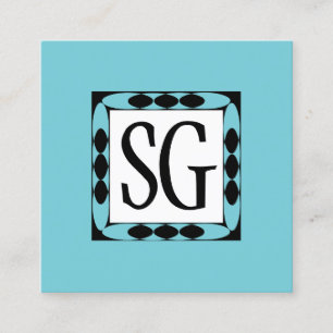 Decorative Box 02 - Initials - Robin Egg Blue Square Business Card