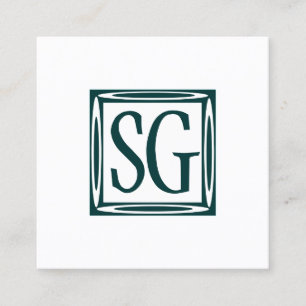 Decorative Box - Initials - Dark Green Square Business Card