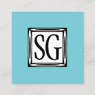 Decorative Box - Initials - Robin Egg Blue Square Business Card