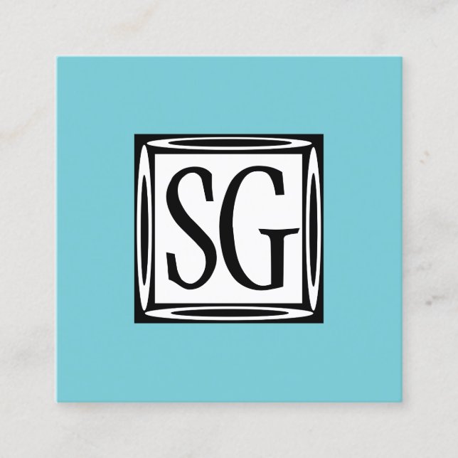 Decorative Box - Initials - Robin Egg Blue Square Business Card (Front)