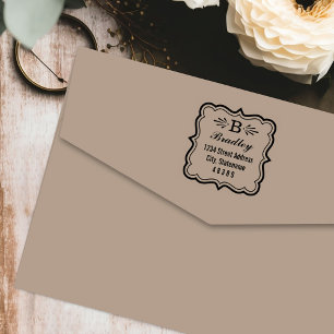 Decorative Bracket Frame Monogram Return Address Self-inking Stamp