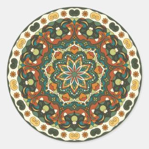 Decorative bright pattern classic round sticker