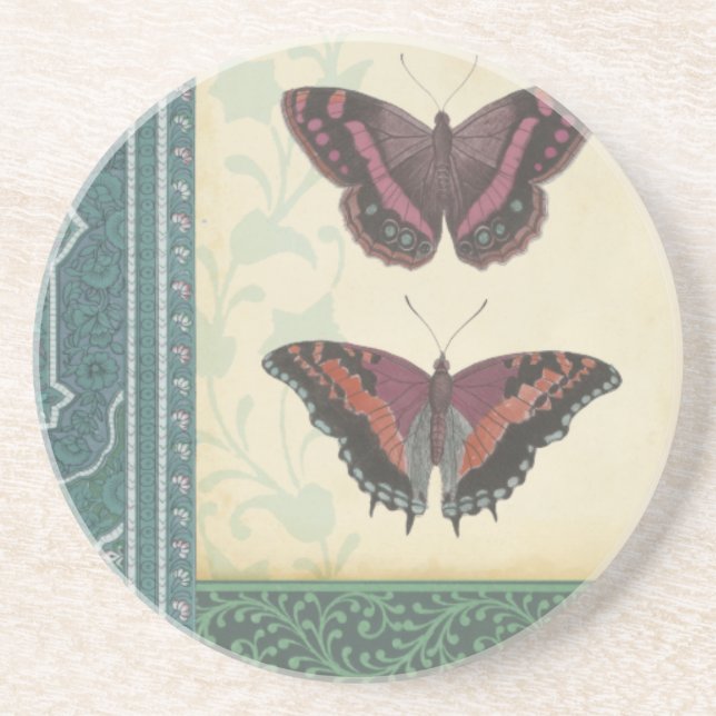 Decorative Butterfly Brocade by Vision Studio Coaster (Front)