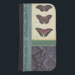 Decorative Butterfly Brocade by Vision Studio Samsung S4 Wallet Case<br><div class="desc">This decorative brocade design by Vision Studio features butterflies with floral prints in separate blocks. The tan background of the block featuring the butterflies contrasts nicely with their dark colouring. Order your copy now!</div>