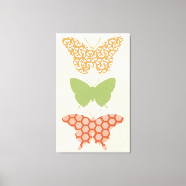 Decorative Butterfly Patterns on Cream Background Canvas Print (Front)