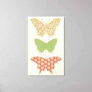 Decorative Butterfly Patterns on Cream Background Canvas Print