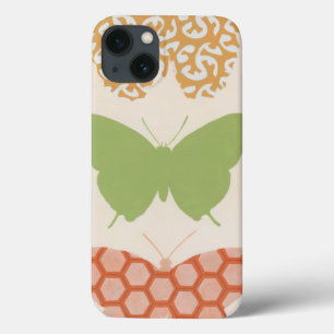 Decorative Butterfly Patterns on Cream Background iPhone 13 Case