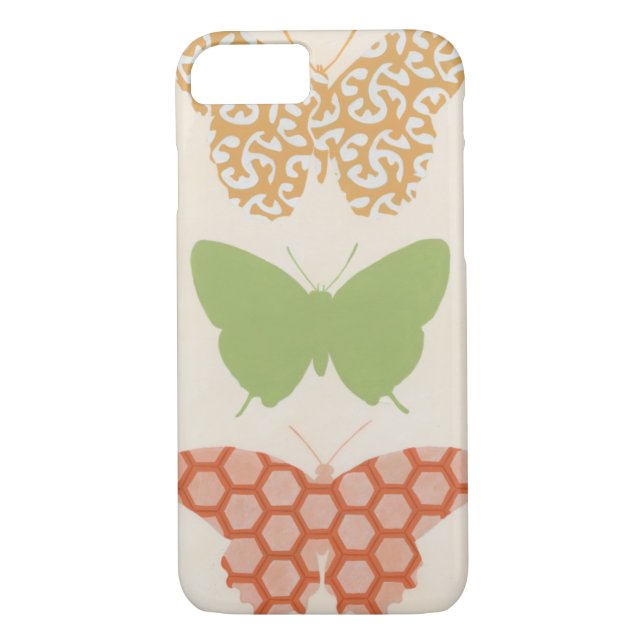 Decorative Butterfly Patterns on Cream Background Case-Mate iPhone Case (Back)