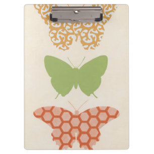 Decorative Butterfly Patterns on Cream Background Clipboard
