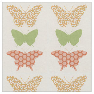 Decorative Butterfly Patterns on Cream Background Fabric