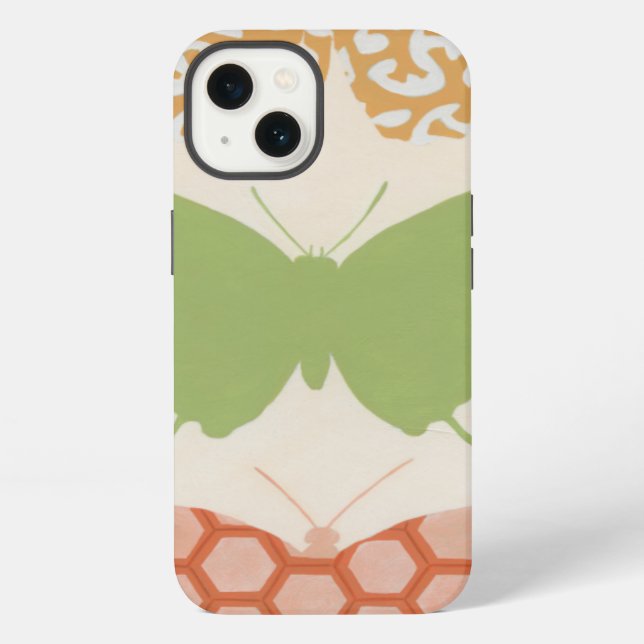 Decorative Butterfly Patterns on Cream Background iPhone Case (Back)