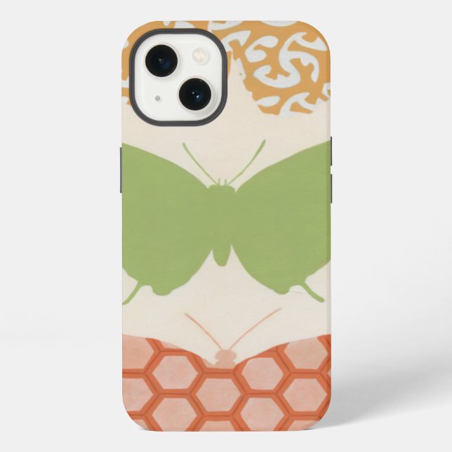 Decorative Butterfly Patterns on Cream Background iPhone Case (Back)