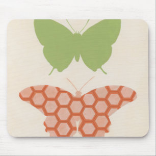 Decorative Butterfly Patterns on Cream Background Mouse Mat