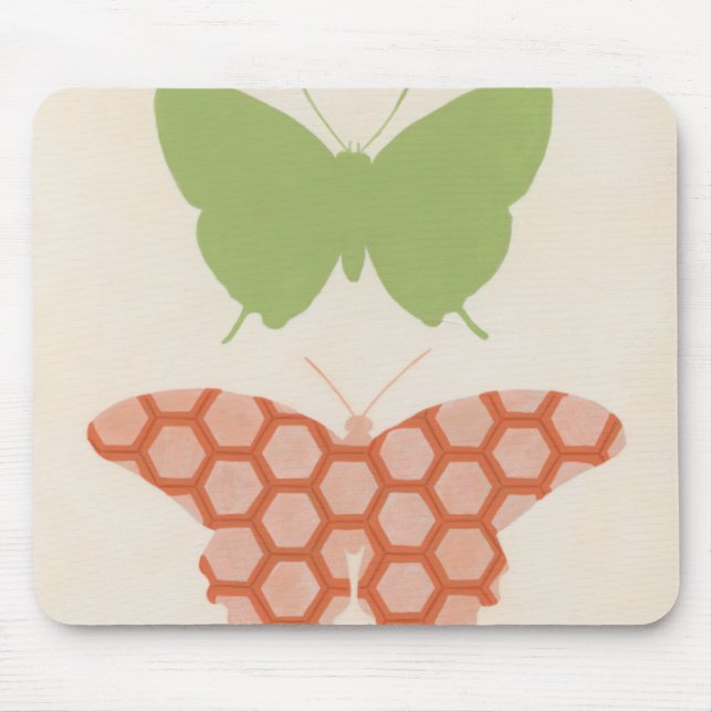 Decorative Butterfly Patterns on Cream Background Mouse Mat (Front)