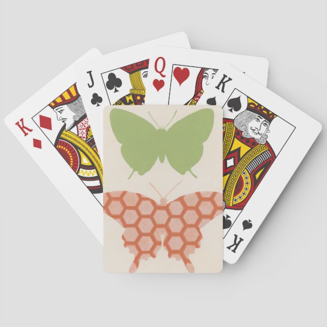 Decorative Butterfly Patterns on Cream Background Playing Cards (Back)