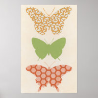 Decorative Butterfly Patterns on Cream Background
