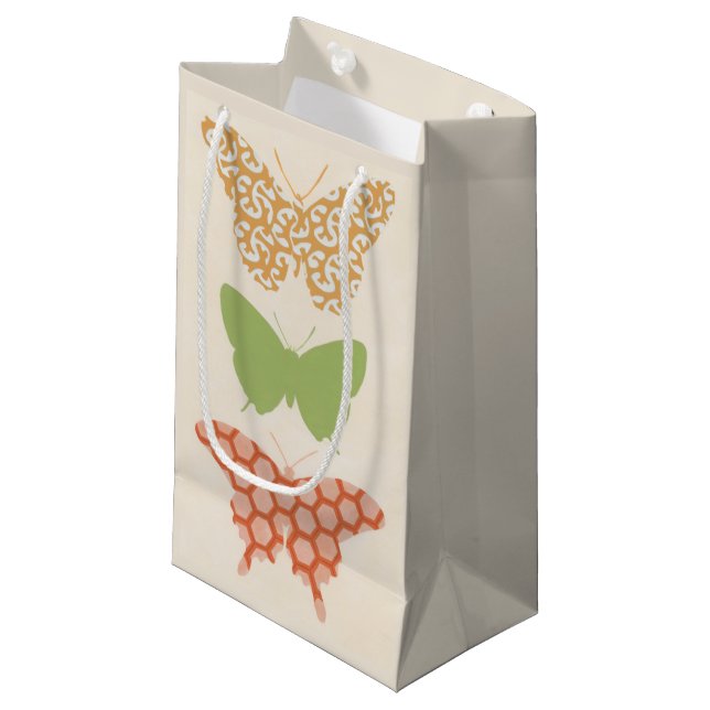 Decorative Butterfly Patterns on Cream Background Small Gift Bag (Front Angled)