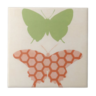 Decorative Butterfly Patterns on Cream Background Tile