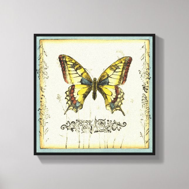 Decorative Butterfly with Wildflowers Canvas Print (Front)