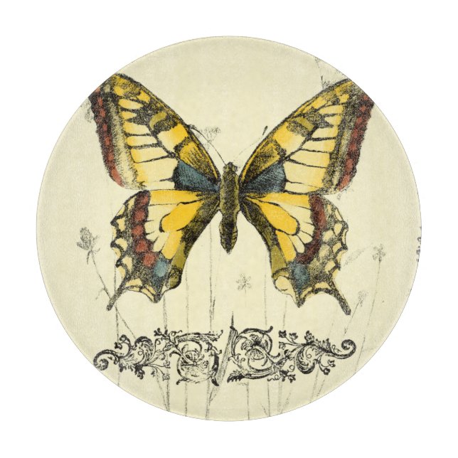 Decorative Butterfly with Wildflowers Cutting Board (Front)