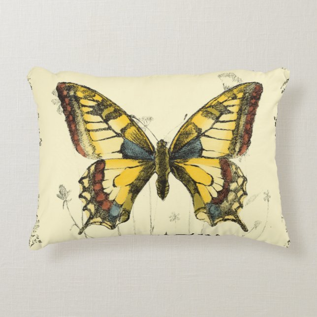 Decorative Butterfly with Wildflowers Decorative Cushion (Front)