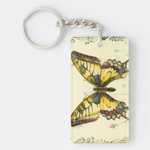 Decorative Butterfly with Wildflowers Key Ring
