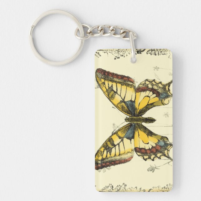 Decorative Butterfly with Wildflowers Key Ring (Front)