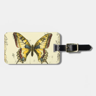 Decorative Butterfly with Wildflowers Luggage Tag
