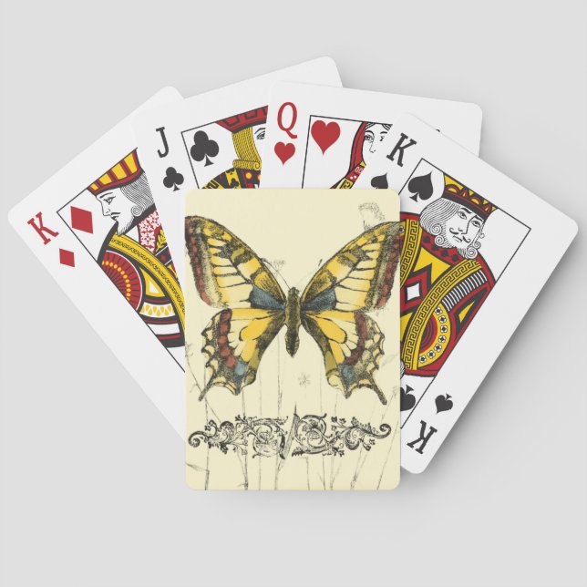 Decorative Butterfly with Wildflowers Playing Cards (Back)