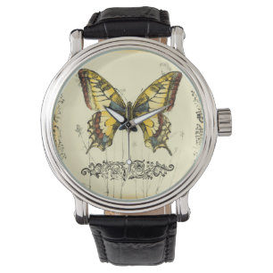 Decorative Butterfly with Wildflowers Watch