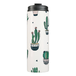 Decorative Cacti Succulents Seamless Pattern Thermal Tumbler