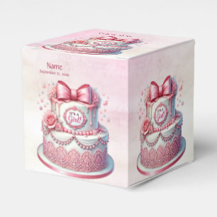 Decorative Cake Pink Bow Favour Box