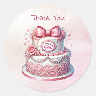 Decorative Cake Pink Bow Sticker