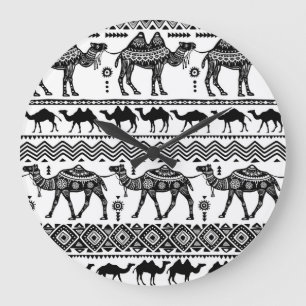 Decorative Camels Seamless Pattern Design Large Clock